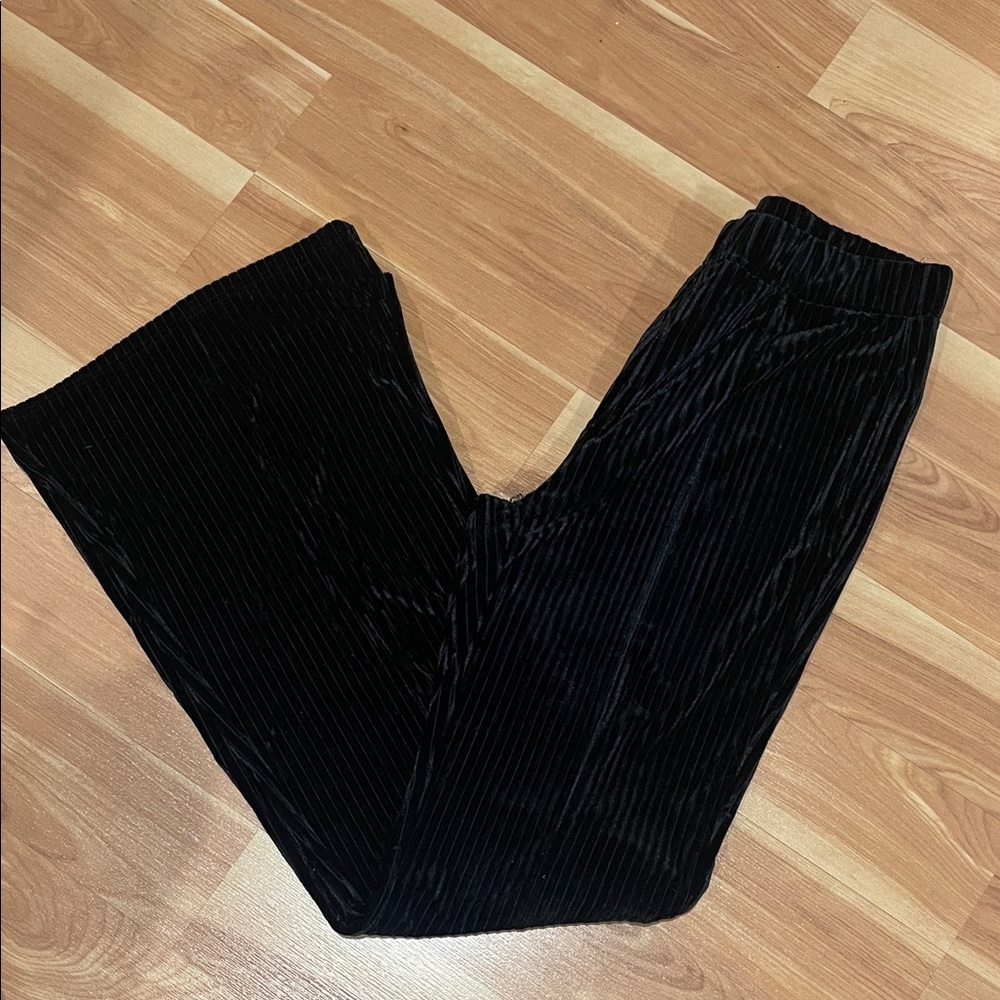 Black Velvet Flare Pants